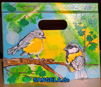 Деревянный ящик «Райские птицы» вид слева
