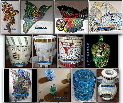 Mosaik aus buntem Glas und Keramik - Verschiedene Mosaiktechniken