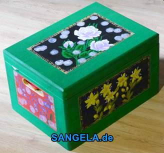 Деревянный сундучок «Цветы». Деревянная коробка и её роспись акриловыми красками